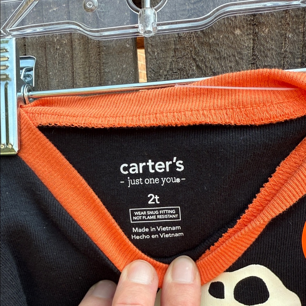 Carter's Halloween Skeleton Pajama Set - Black and Orange and TShirt Set - Picture 2 of 6